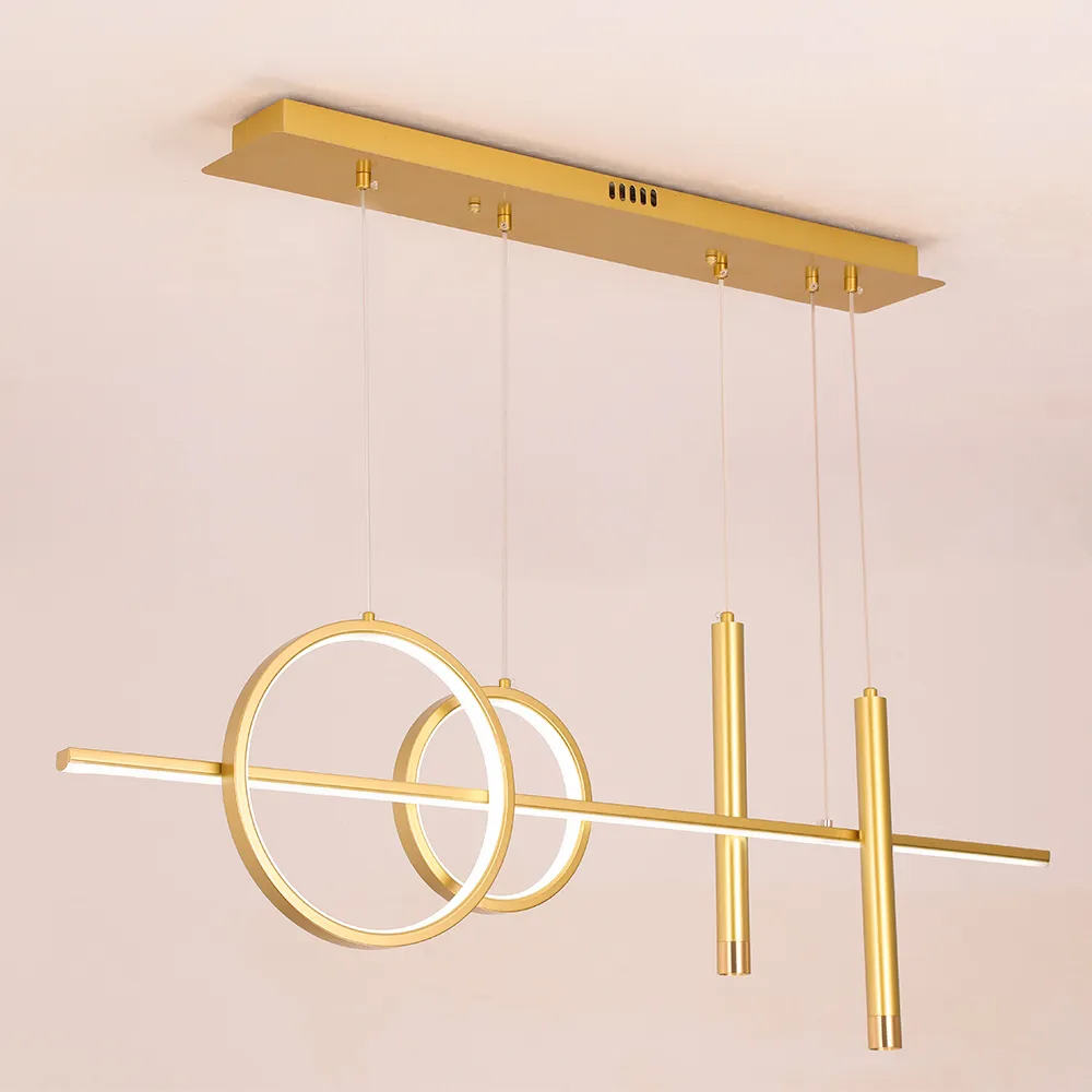 Geometric Kitchen Island Light Metal Pendant Light in Gold, Dimmable
