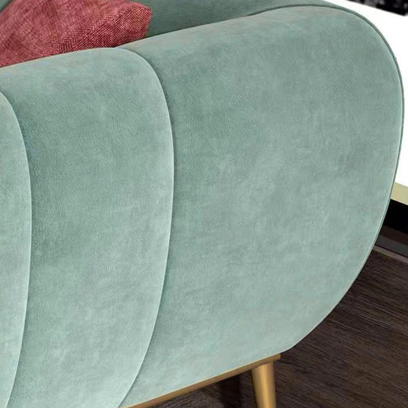 Modern Green Velvet Upholstered Sofa 3-Seater Sofa Gold Stainless Steel Base
