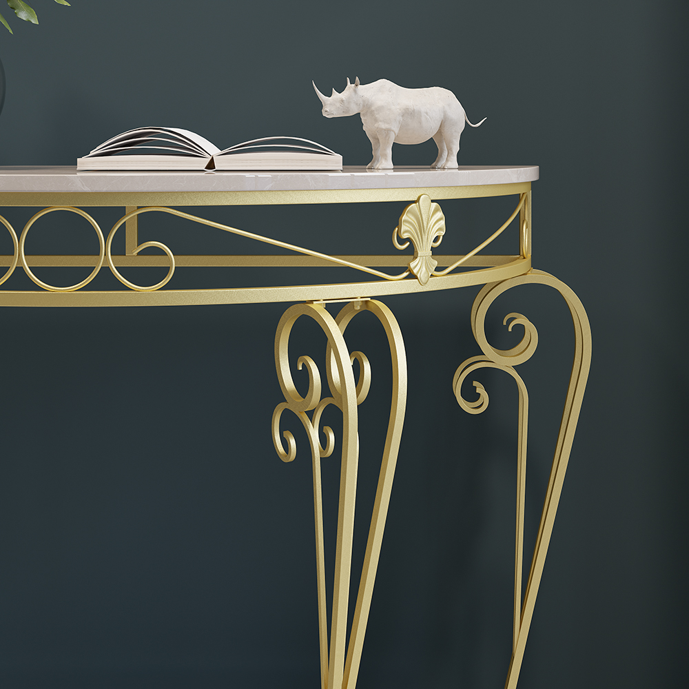 Modern Metal Console Table Classical Gold Frame Entryway Table