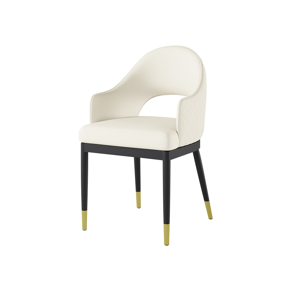 Modern White Upholstered Dining Chair (Set of 2) PU Leather Open Back