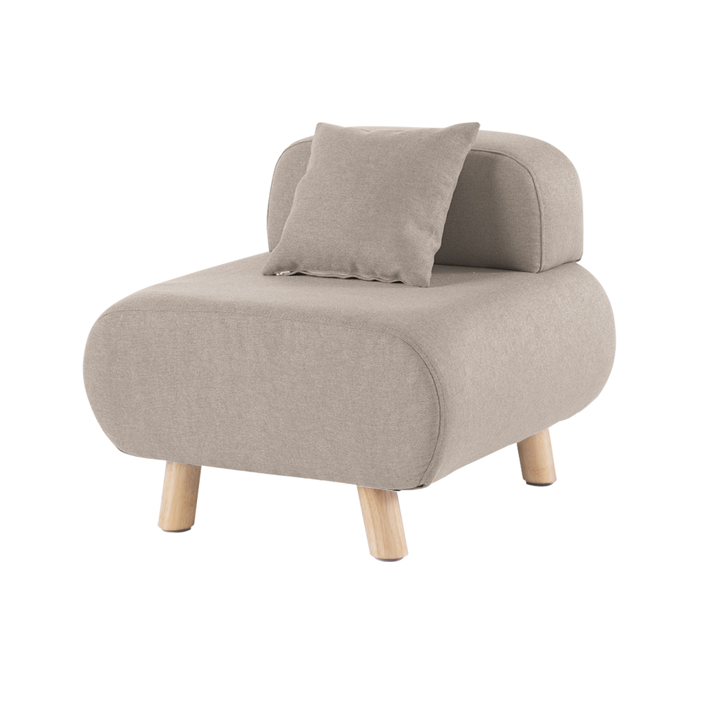 Modern Grey Accent Chair with Cotton & Linen Upholstered and Pillow Included