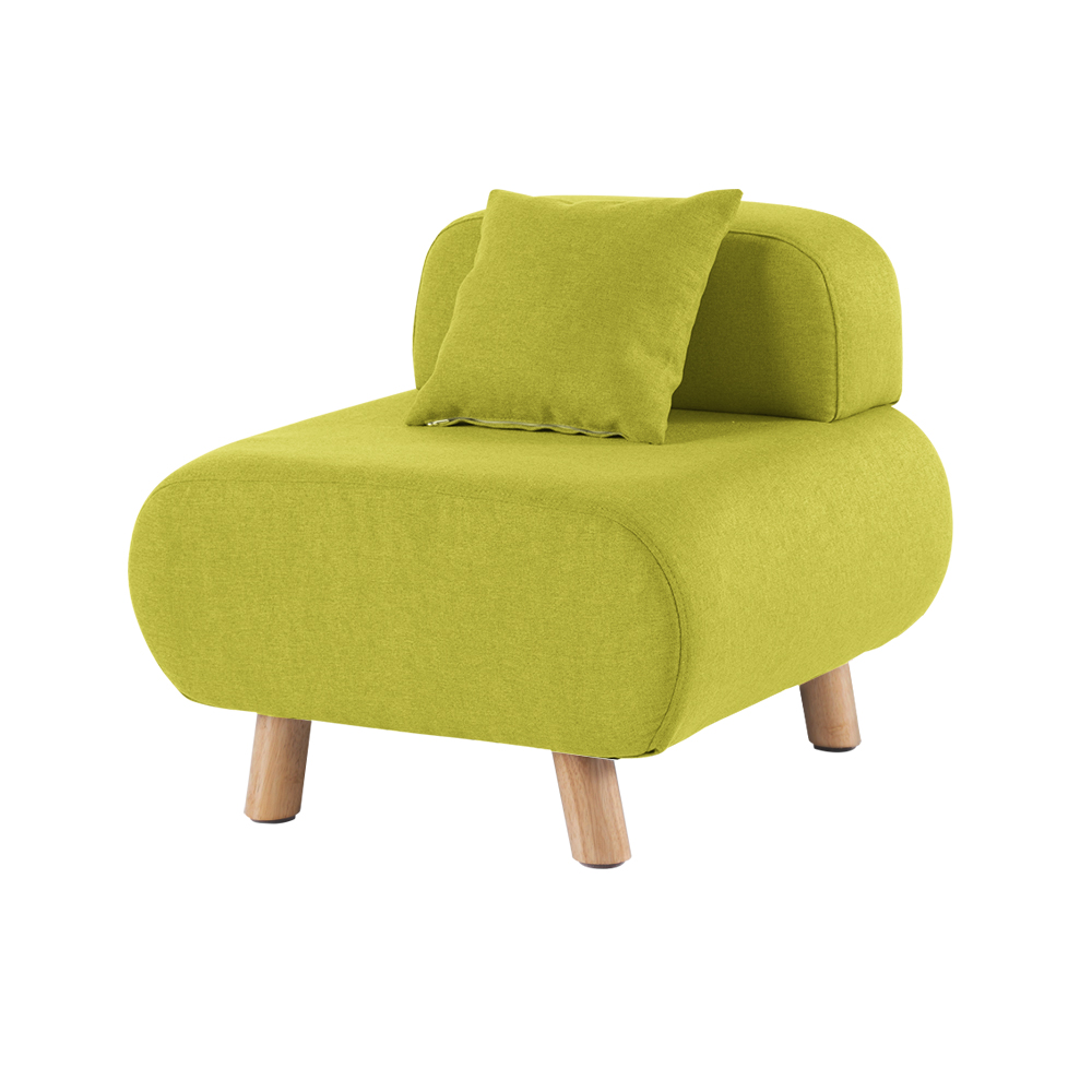 Modern Green Accent Chair with Cotton & Linen Upholstered and Pillow Included