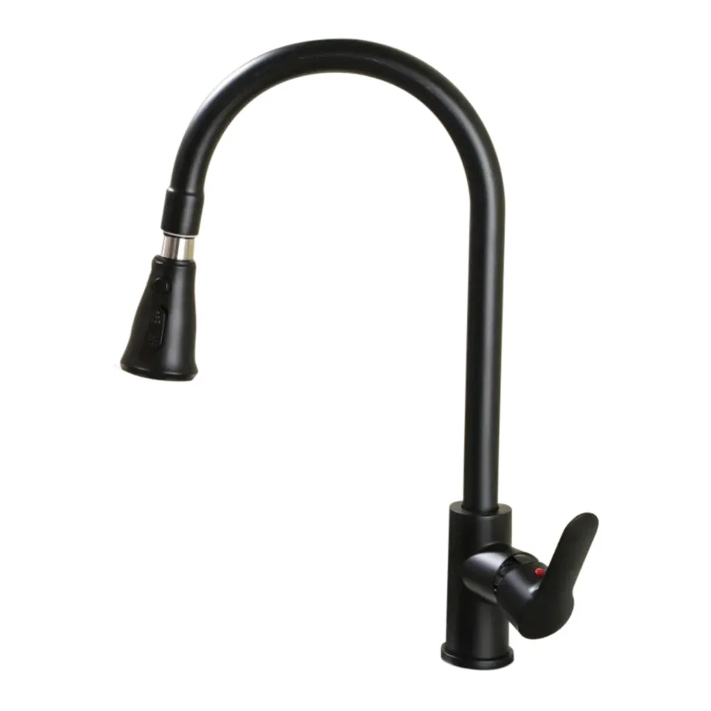 Matte Black High-Arc Single Handle Pullout Sprayer Kitchen Faucet with Dual Function