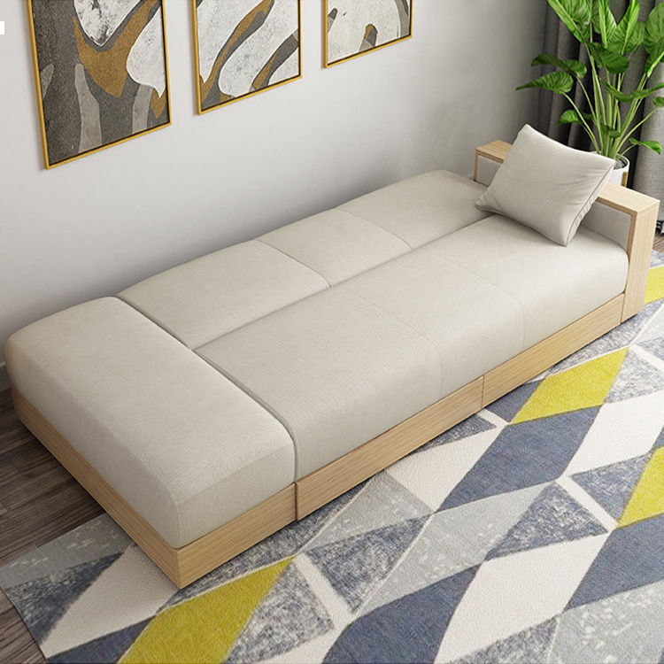 2050mm White Modern Full Sleeper Convertible Sofa with Storage