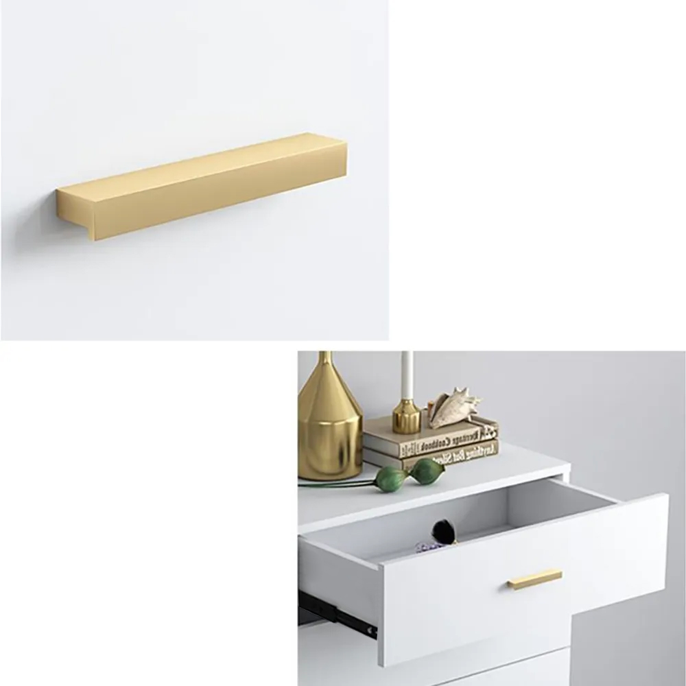1200mm Scandinavian White Bedroom Dresser 6-Drawer Accent Cabinet in Gold