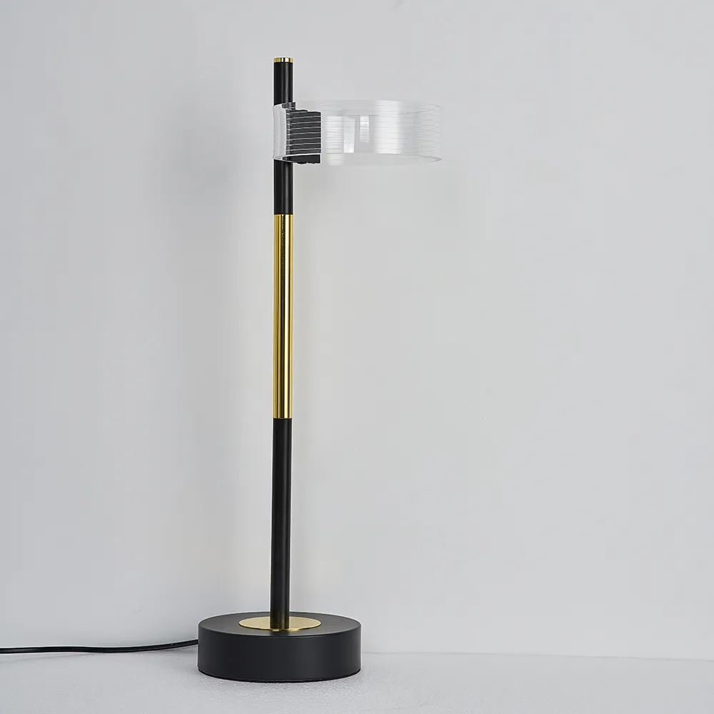 Black & Gold LED Floor Lamp Acrylic Shade Modern Standing Lamp for Bedroom