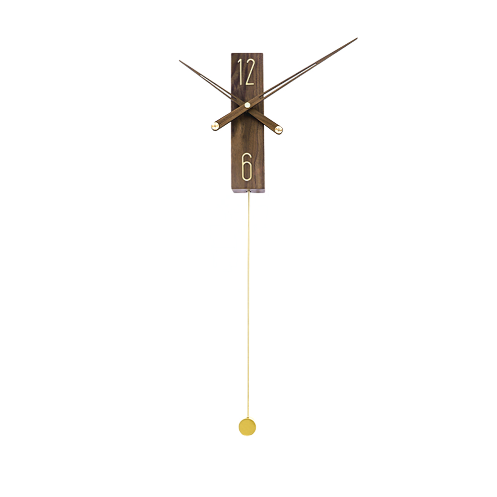 Modern Large Decorative Wall Clock Rectangle Walnut Wood Wall Clocks with Pendulum