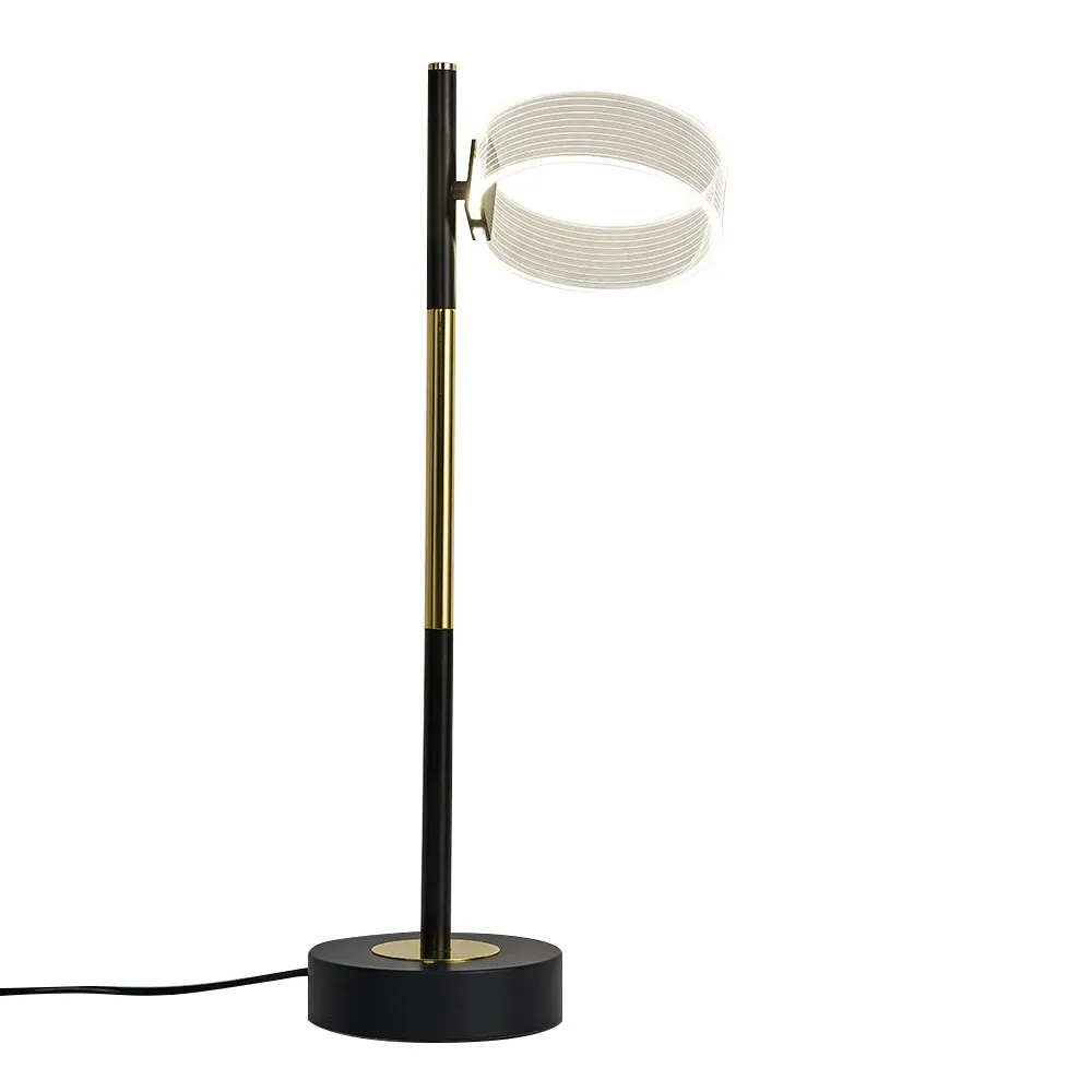 Image of Black & Gold LED Floor Lamp Acrylic Shade Modern Standing Lamp for Bedroom