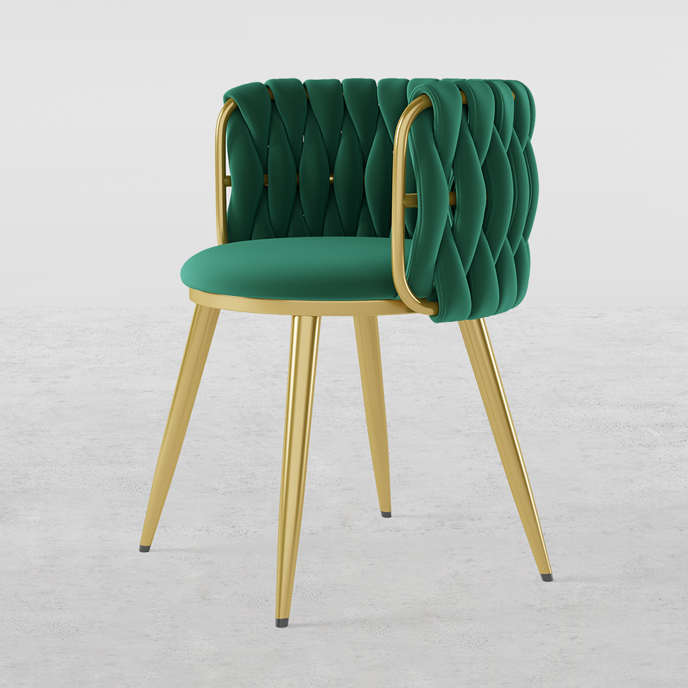 Nordic Green Round Accent Chair with Velvet Upholstery