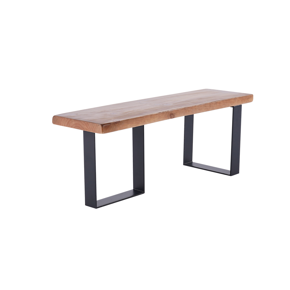 Rustic Natural Wood Bench Entryway Bench with Metal Legs Entryway