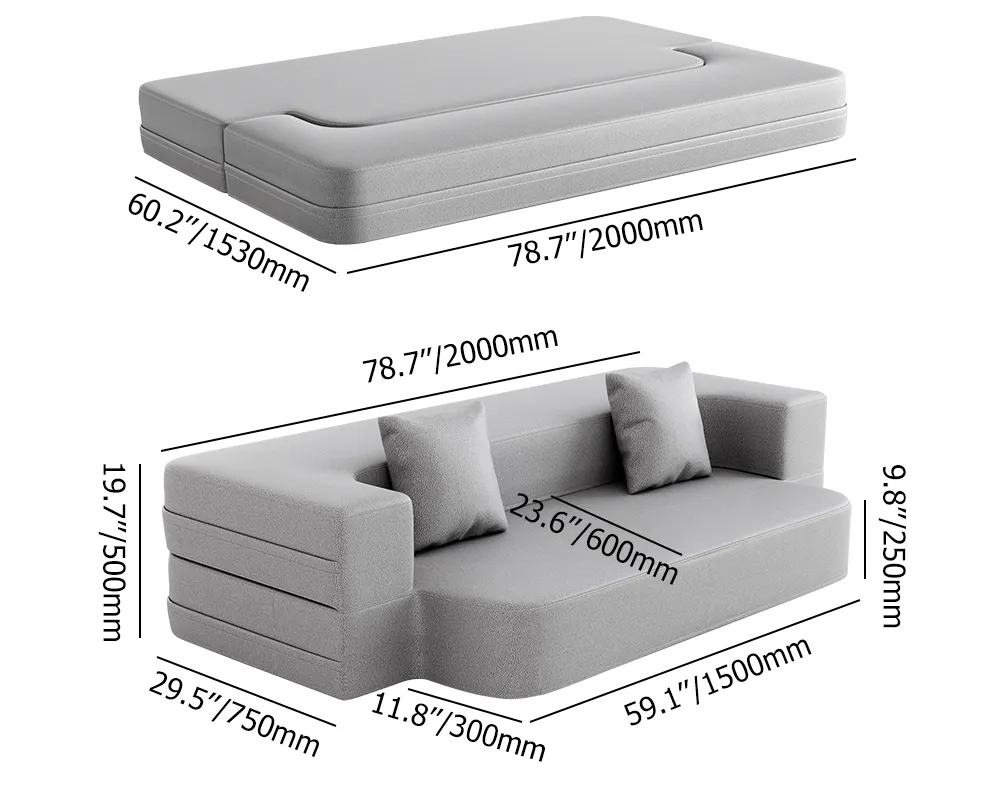 79 „modernes klappbares Schlafsofa gepolstertes Sofa Leder-Aire Sofa