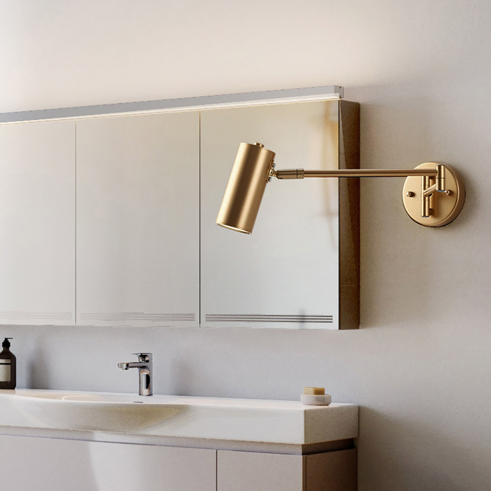 Gold Modern Swing Arm Indoor Wall Sconce 1 Light