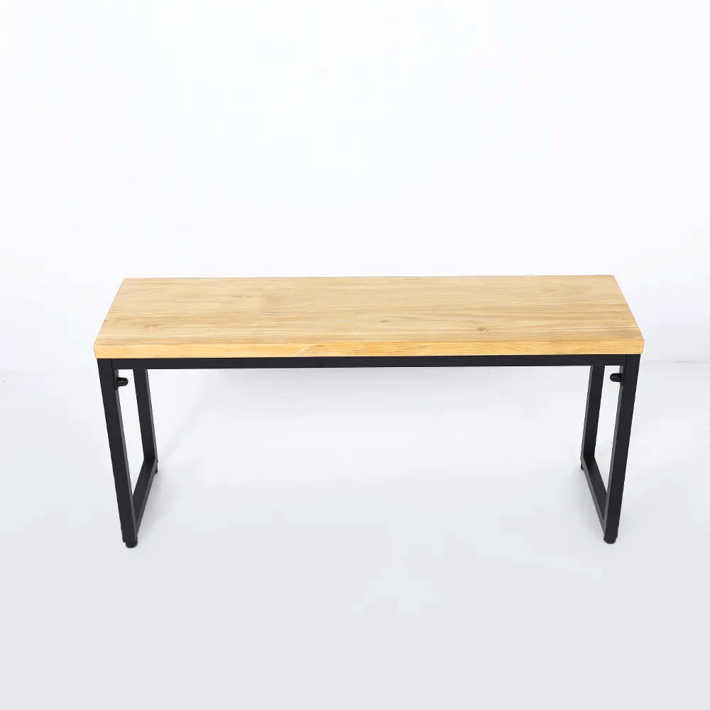 1000mm Farmhouse Hallway Bench Wood Bench with Metal Legs