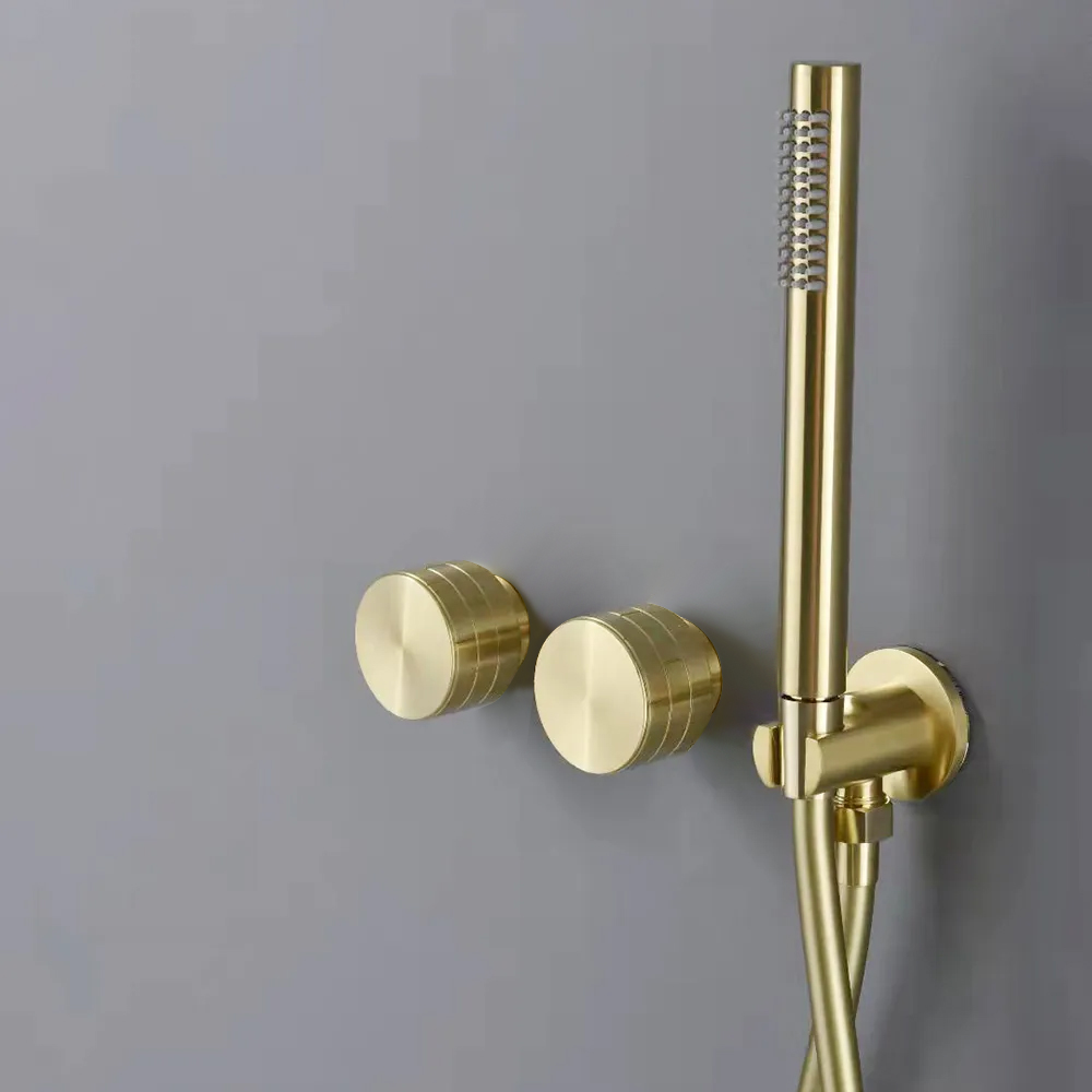 250mm Wall-Mounted Rain Shower Set with Hand Shower Brushed Gold