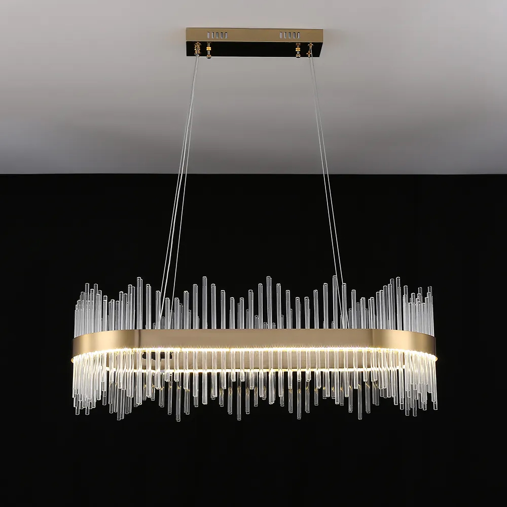 Modernes Glas-Kücheninsel-Licht aus Messing mit verstellbaren Kabeln
