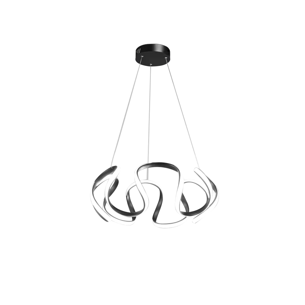 Rola Black LED Unique Geometric Chandelier Hanging Pendant Light 