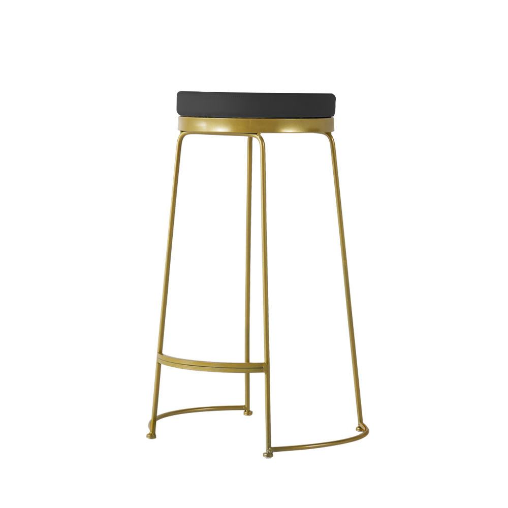 Modern Black Bar Height Stool PU Leather Upholstered (Set of 2) with