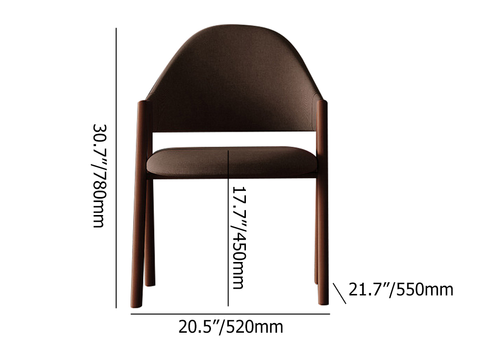 Juego de 2 sillas de comedor tapizadas de lino marrón