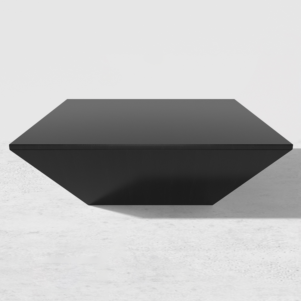 Modern Black Wood Coffee Table with Storage Square Drum with Drawer