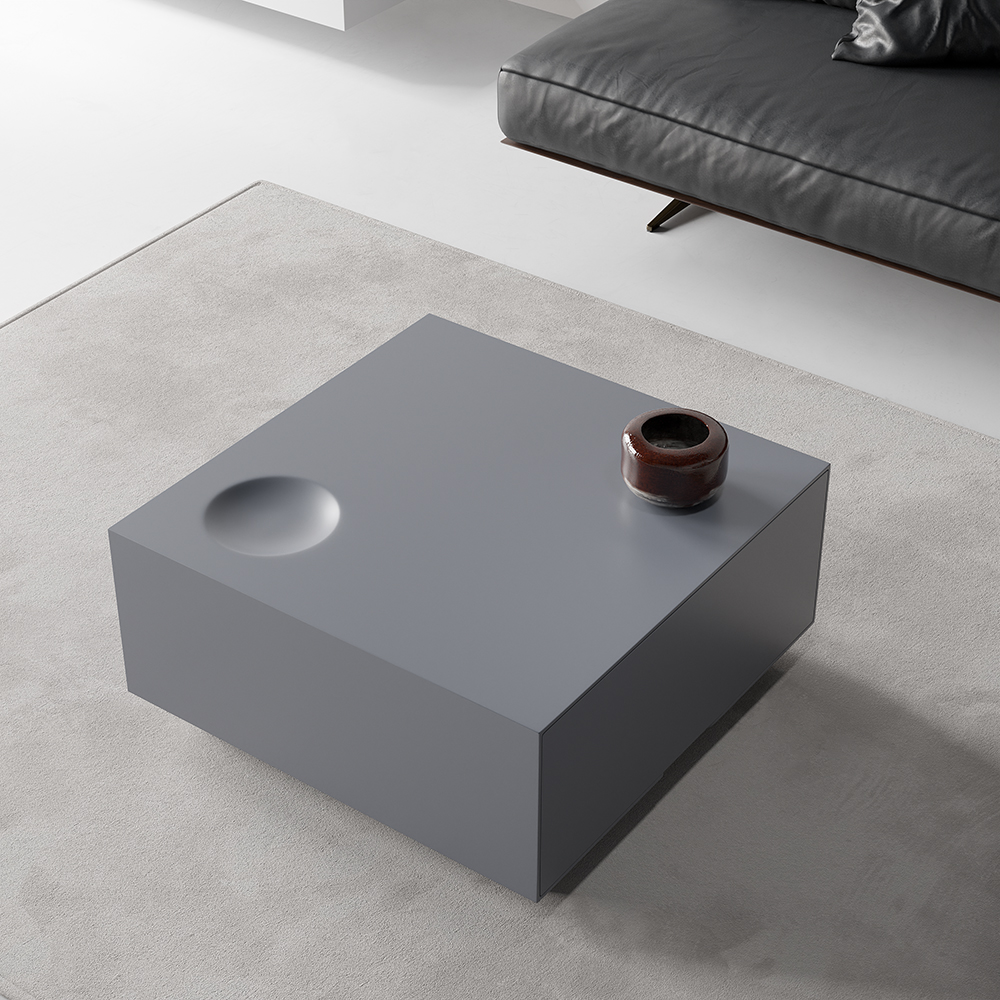 Modern Grey Coffee Table with Storage Square Coffee Table with Drawer