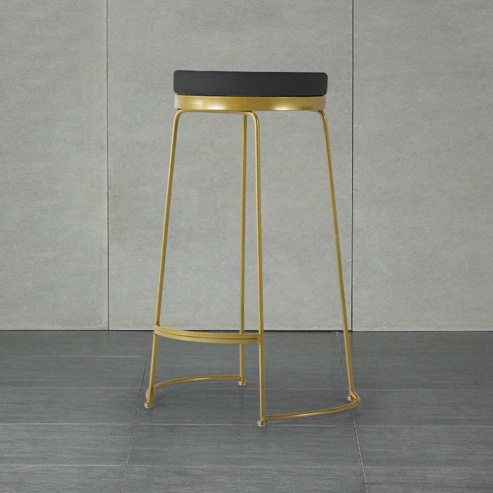 Modern Black Bar Height Stool PU Leather Upholstered (Set of 2) with