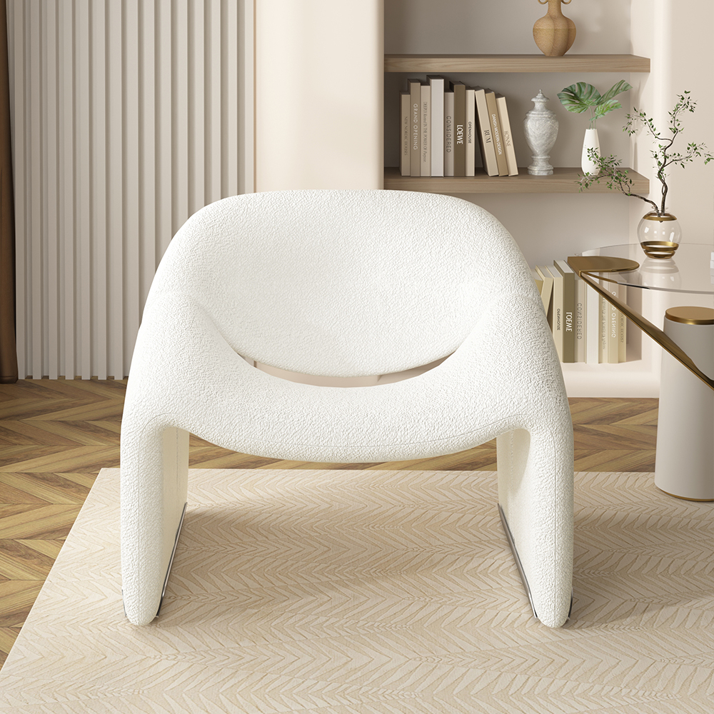 720mm Modern White Boucle Accent Chair Lounge And Chair Living Room Furniture Homary Uk 