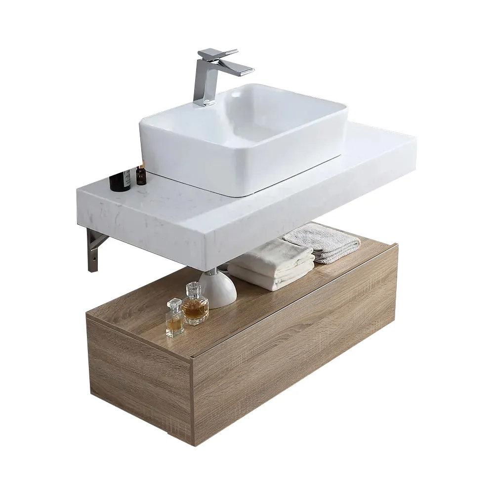 1000mm Modern Floating Bathroom Vanity Set With Single Basin White and