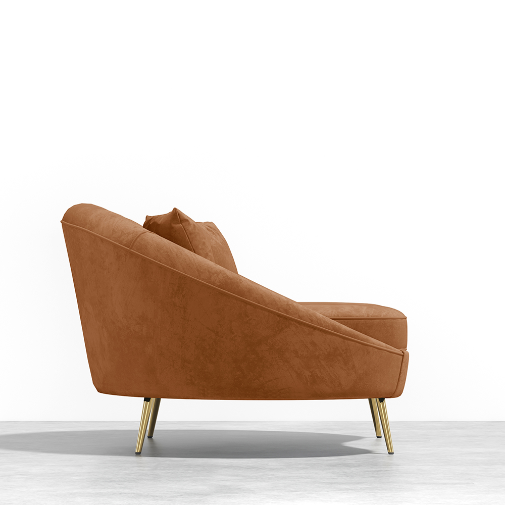 Modern 63" Bronze Velvet Curved Sofa Toss Pillow Included