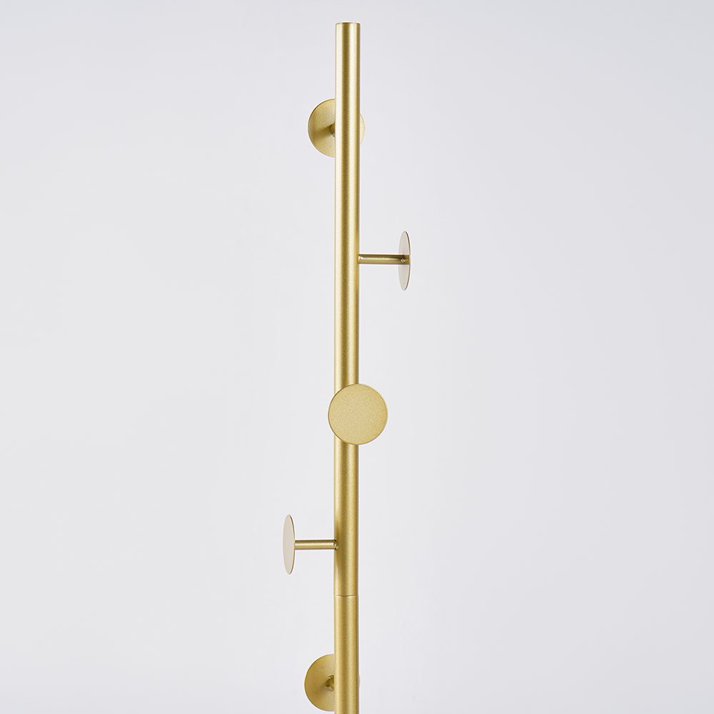 Coat Stand Brass Gold Round Hooks Hallway Freestanding Coat Hanger Marble Base