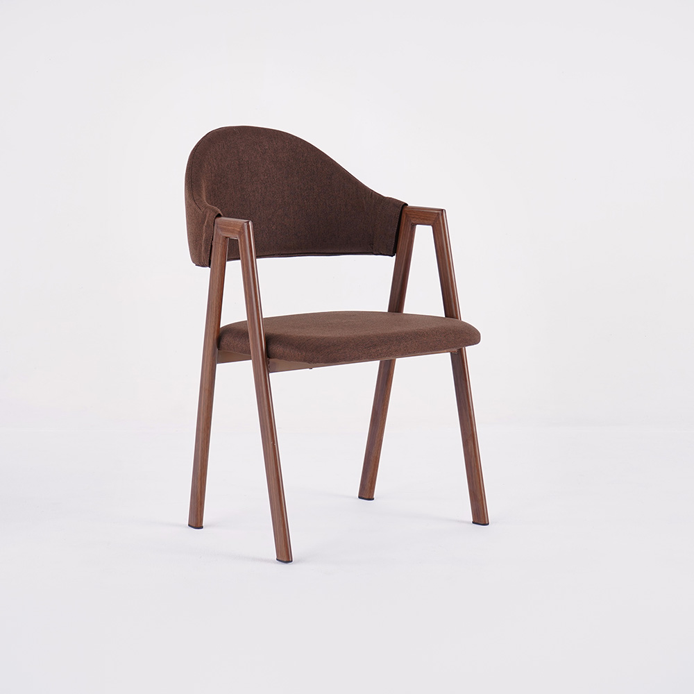 Juego de 2 sillas de comedor tapizadas de lino marrón