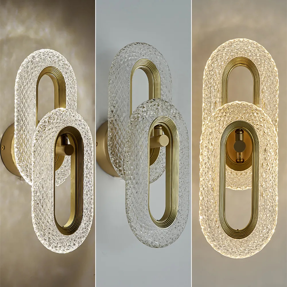 Ovated Brass Wall Sconce Art Deco LED Wall Lighting 2-Light Ring Wall Lamp