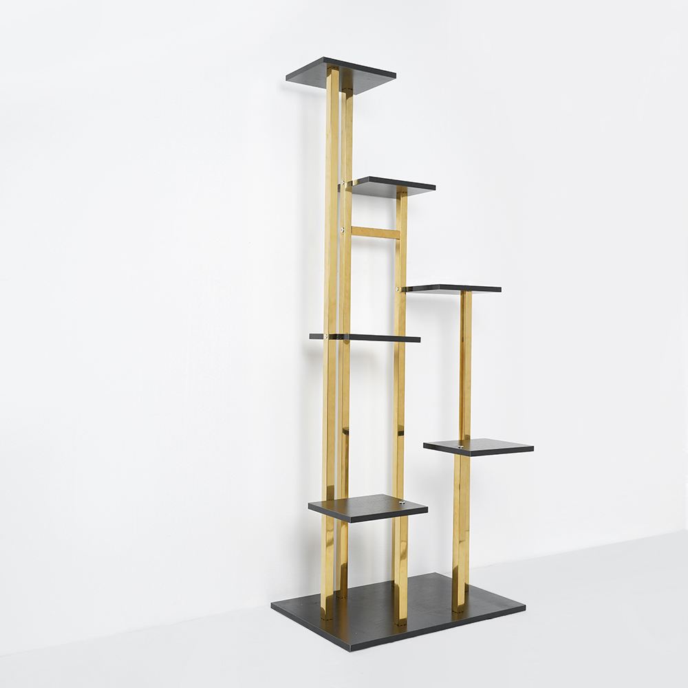 59.1" Modern Tall Metal Plant Stand 7 Tier Ladder Planter in Gold & Black