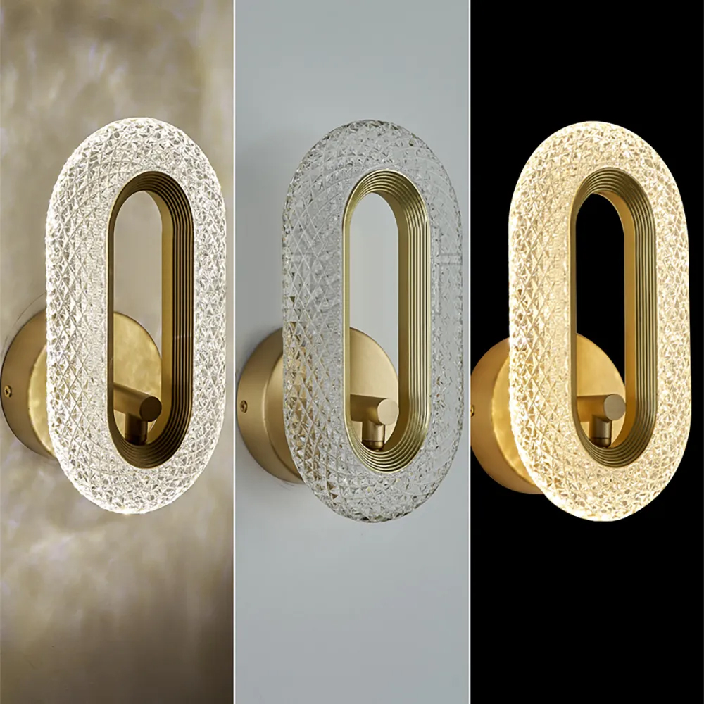 Ovated Brass Wall Sconce Art Deco LED Wall Lighting 1-Light Ring Wall Lamp