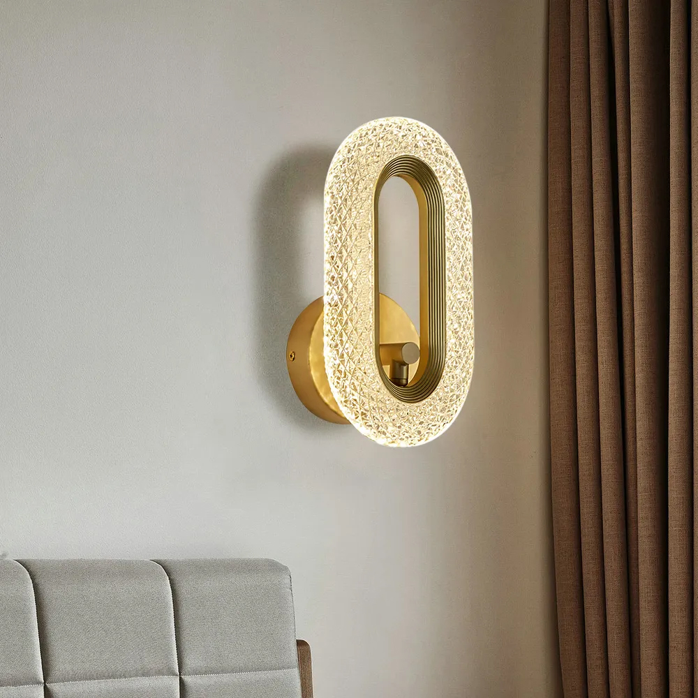 Brass Wall Sconce Art Deco LED Wall Lighting 1-Light Ring Wall Lamp