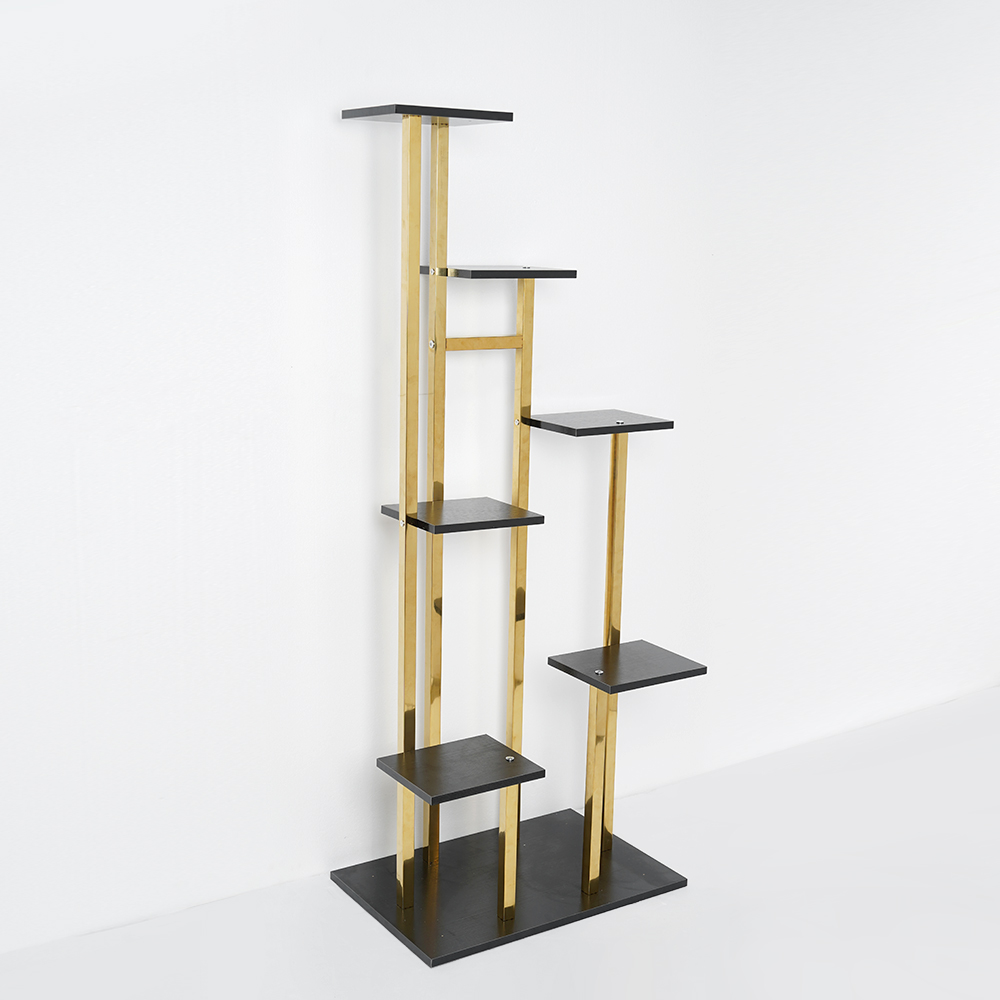 1500mm Modern Tall Metal Plant Stand 7 Tier Ladder Planter in Gold & Black
