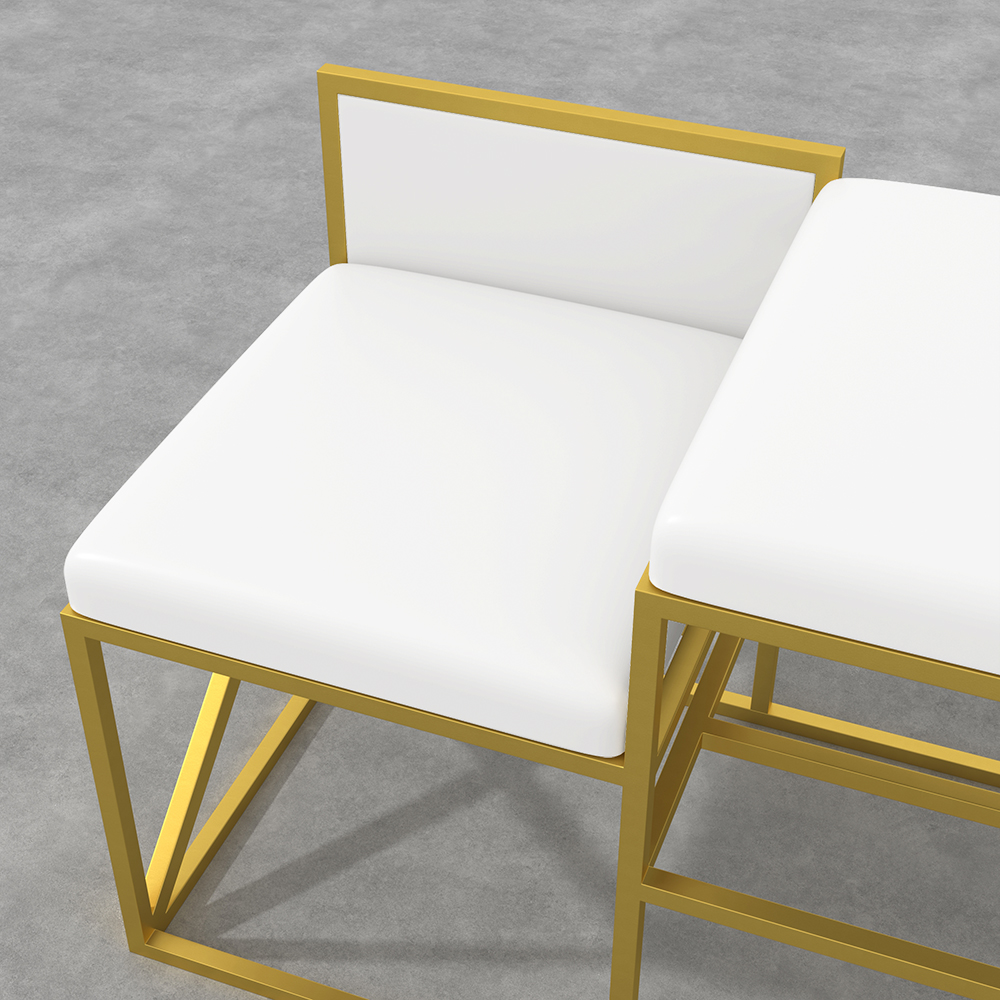 Modern PU Leather Upholstered Entryway Bench White with Gold Legs