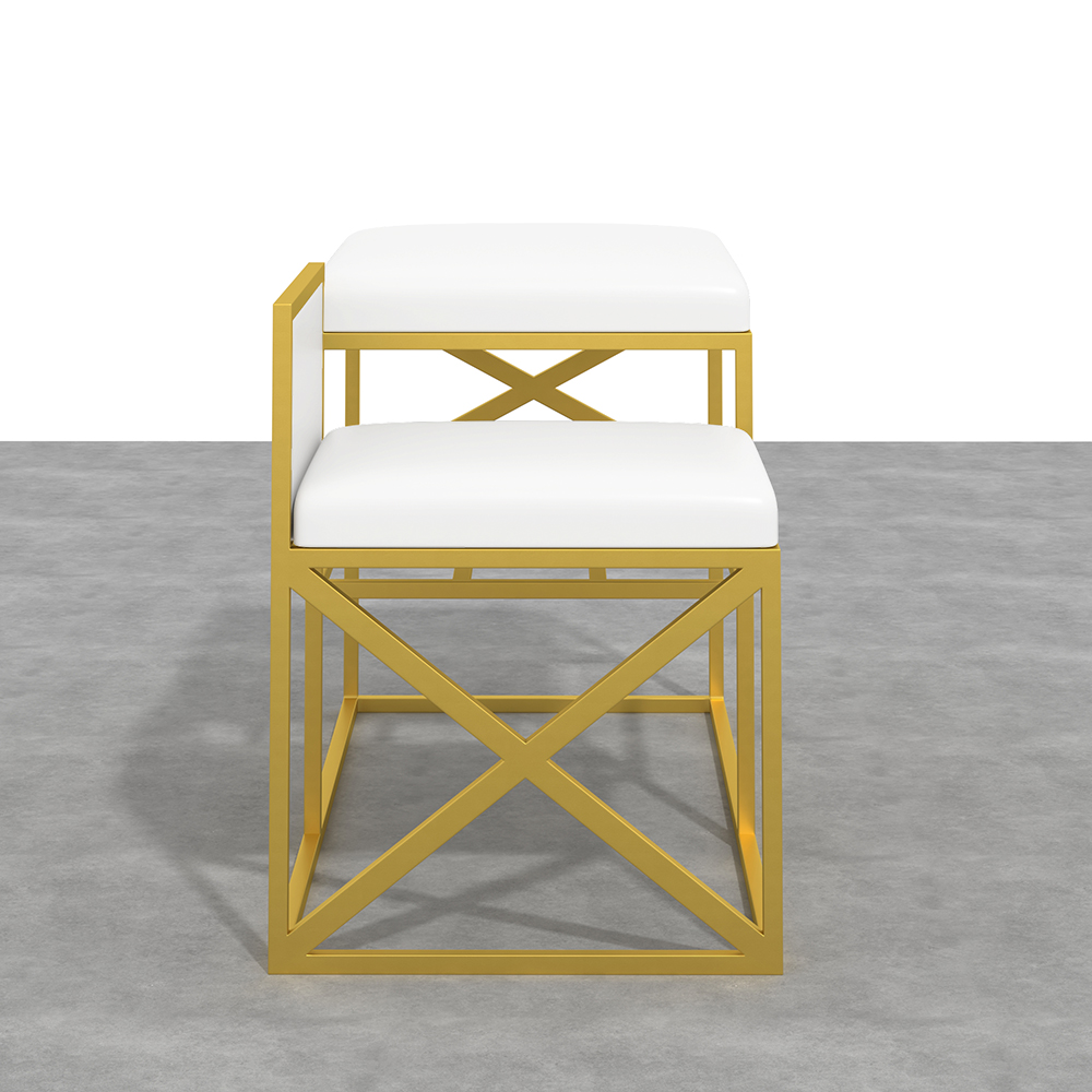 Modern PU Leather Upholstered Entryway Bench White with Gold LegsHomary