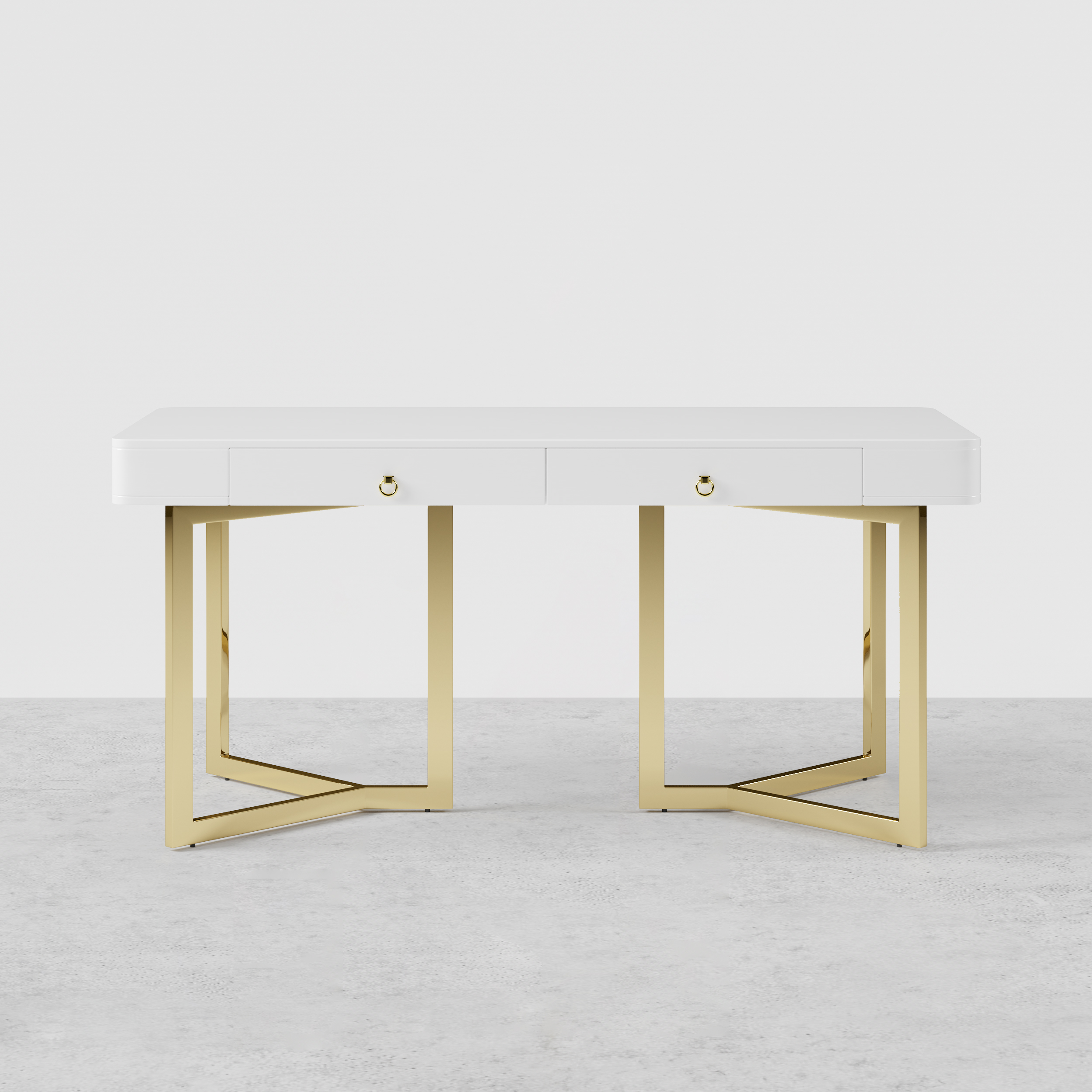 brass and white desk