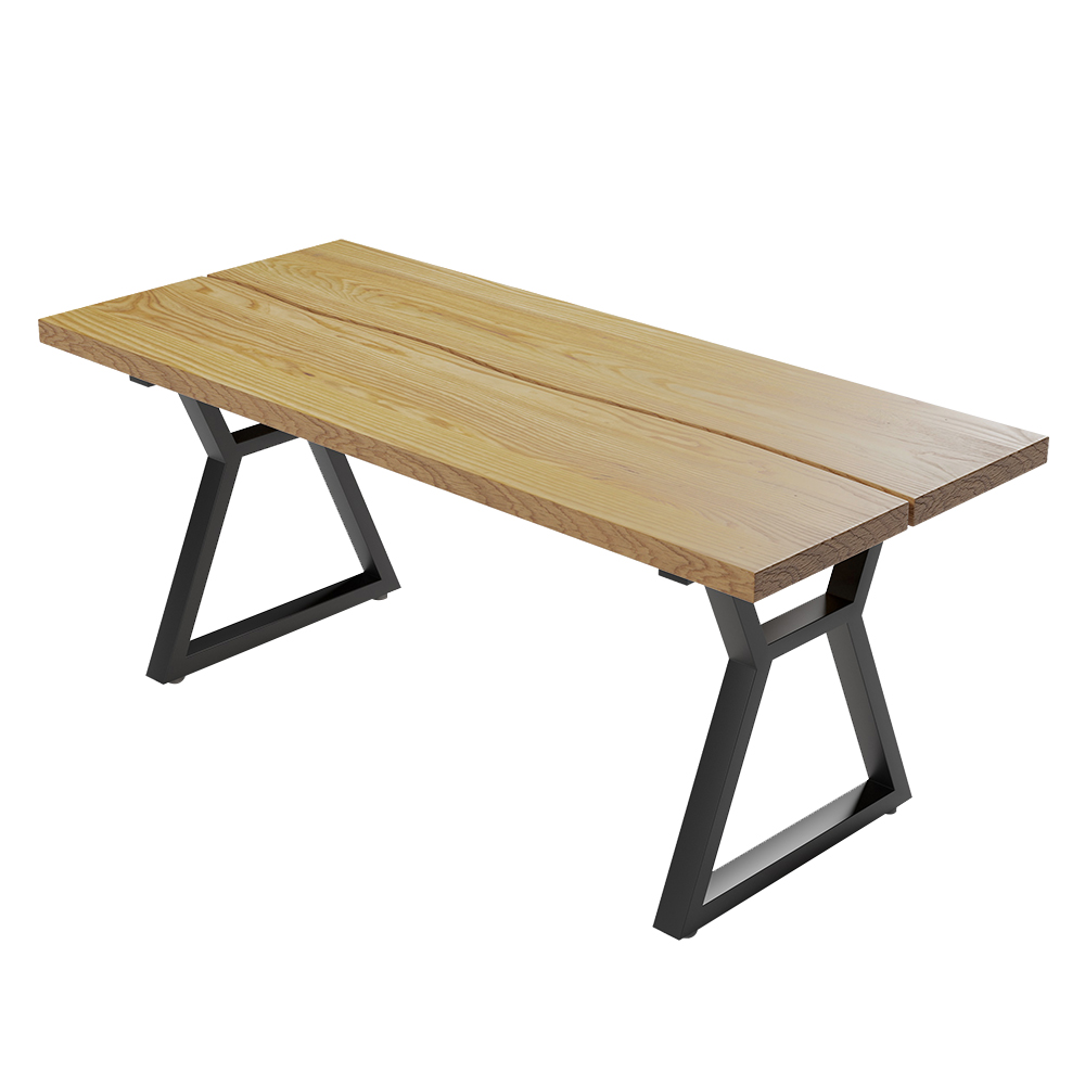 70.9" Natural Farmhouse Dining Table with Wood Top & Metal Frame