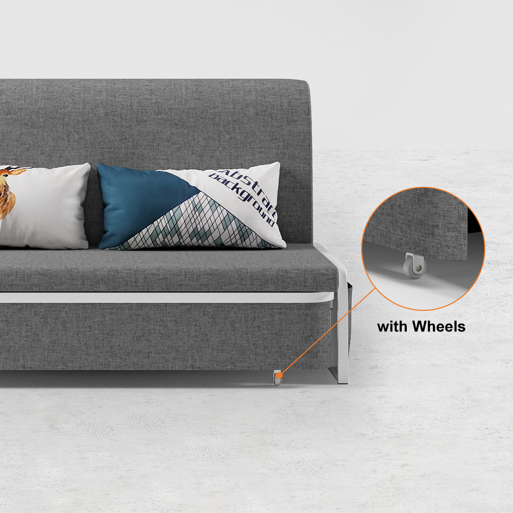 60" Modern Deep Gray Cotton Linen Upholstered Convertible Sofa Bed with