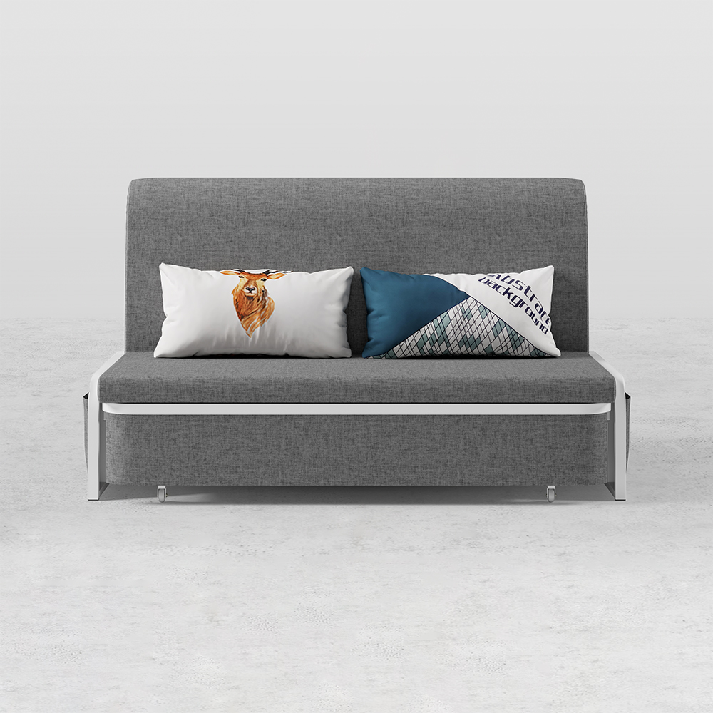 60" Modern Deep Gray Cotton Linen Upholstered Convertible Sofa Bed with