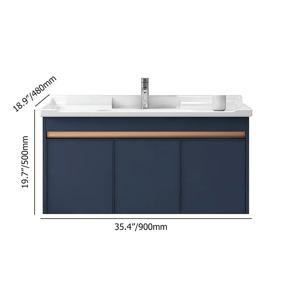 900mm Modern Floating Blue Bathroom Vanity with Basin