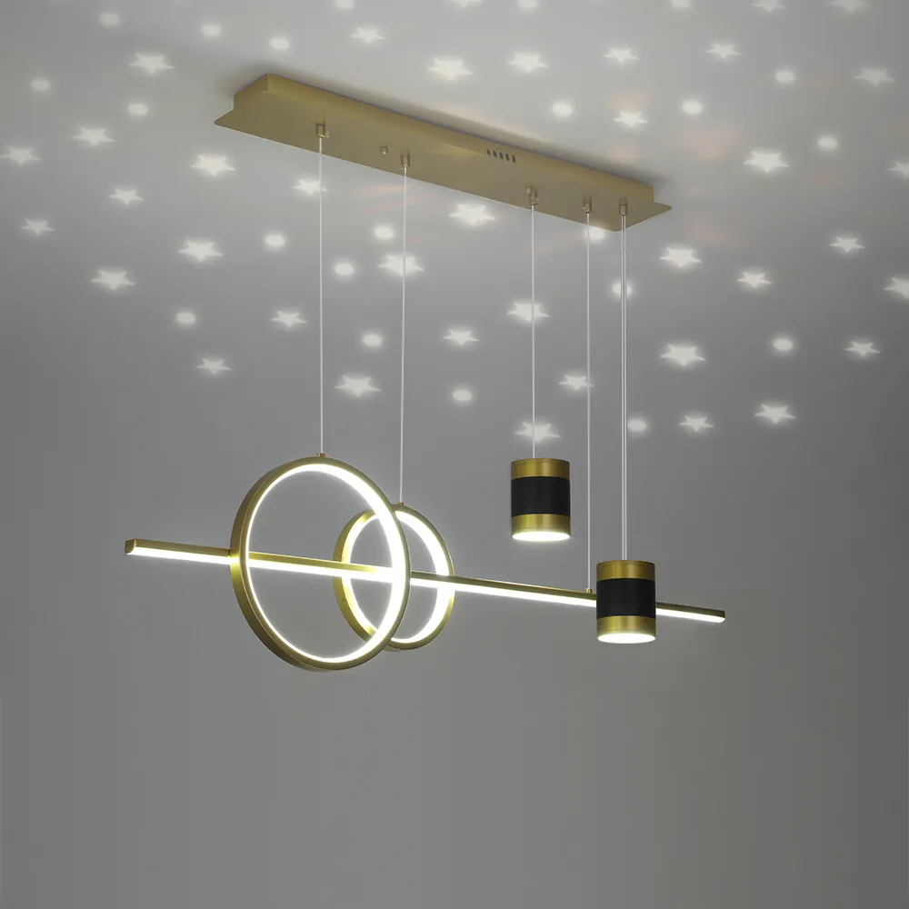 Gold Kitchen Island light Geometric Starry Pendant Light 3-Way Dimmable