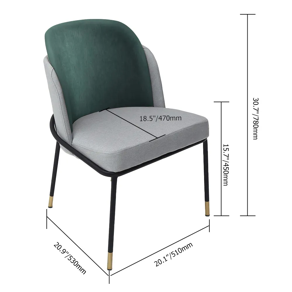 Modern Upholstered Linen Cushion Dining Chair Gray Dining Chair with Armrest (Set of 2)