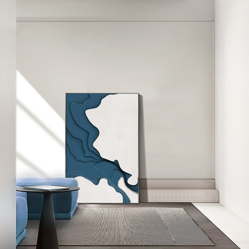 Modern Rectangle Wall Decor Abstract Canvas Painting Art with Frame in