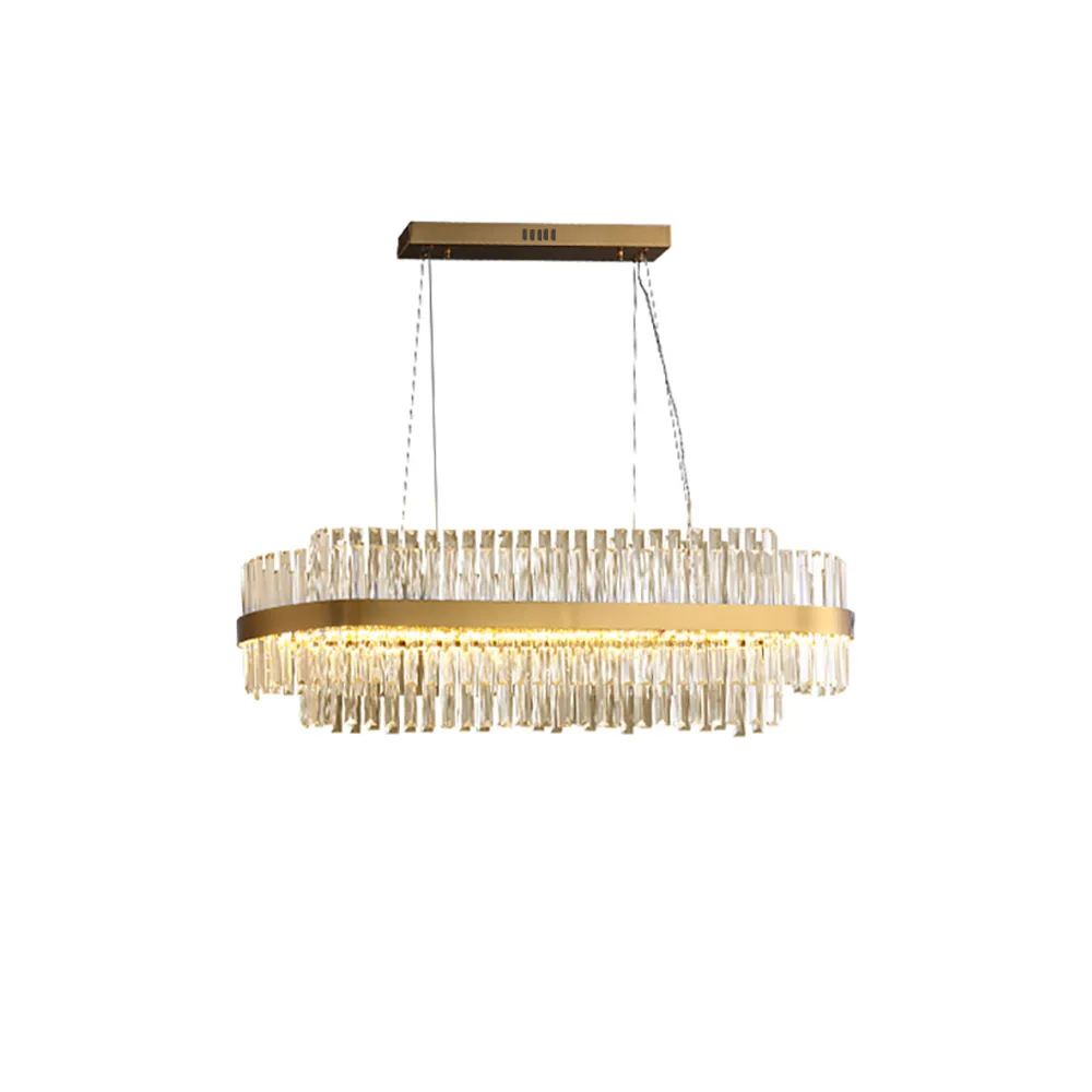 Fixedo Modern Crystal LED Kitchen Island Light in Brass with Adjustable Cables