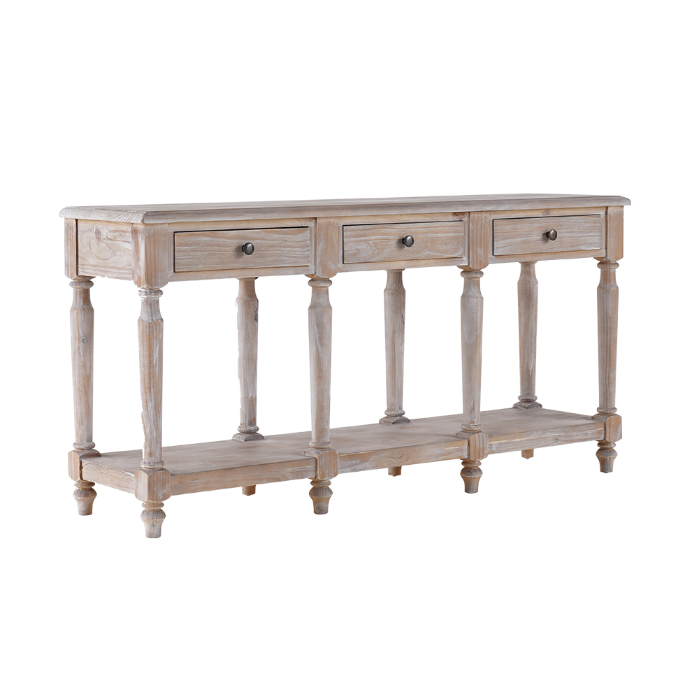 Rustic Narrow Console Table with Drawers & Shelf Entryway Table