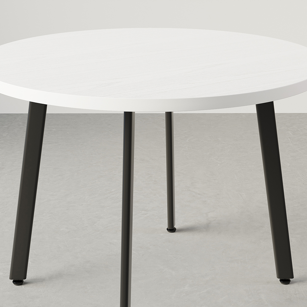 40" Round Wooden Small Nesting Dining Table Set for 4 Black Upholstered Chairs Kitchen