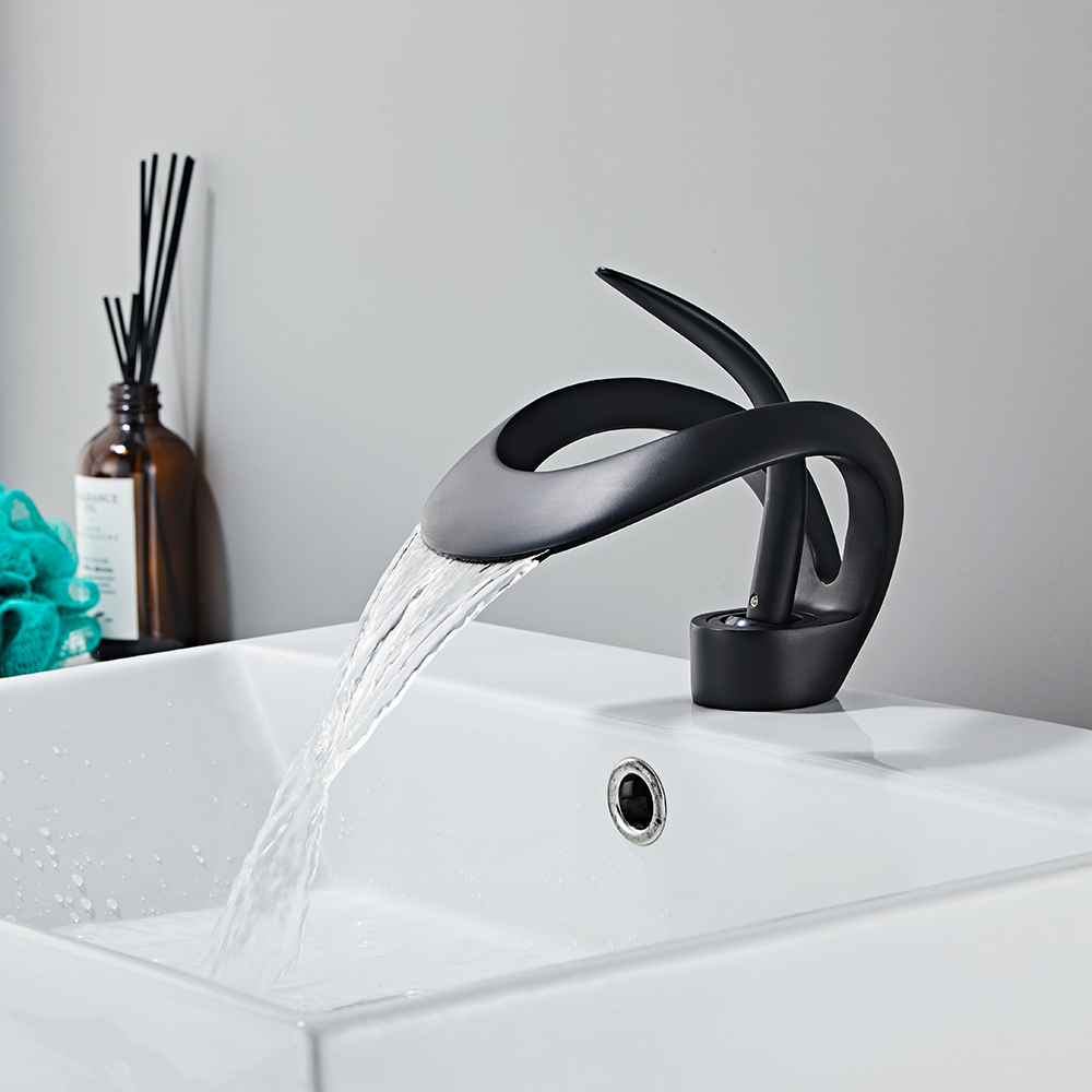 Modern Elegant Waterfall Bathroom Faucet Single Handle Sink Faucet ...