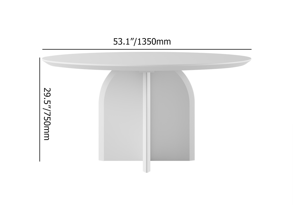53" Modern Round Dining Table for 6 White Solid Wood Tabletop Pedestal